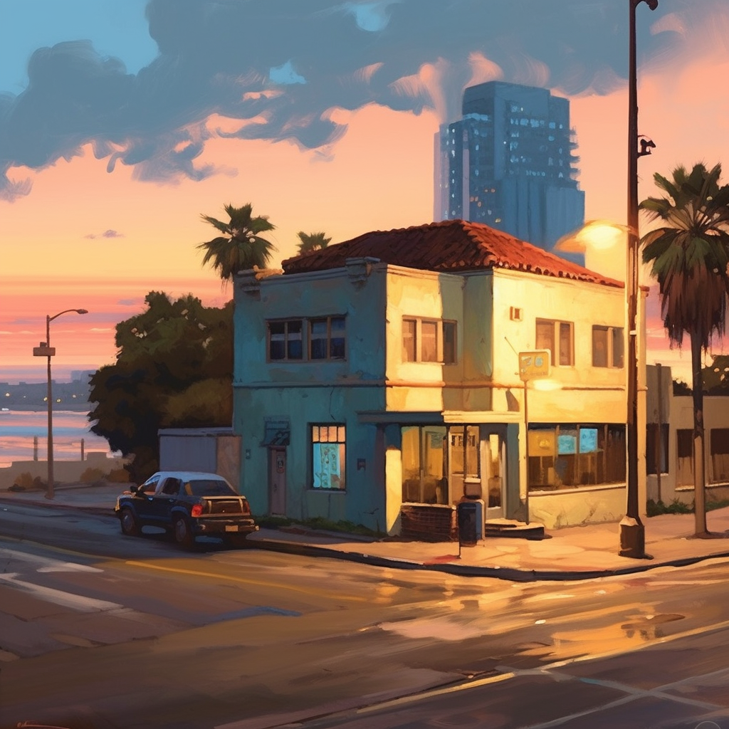 painting of san diego, edward hopper style